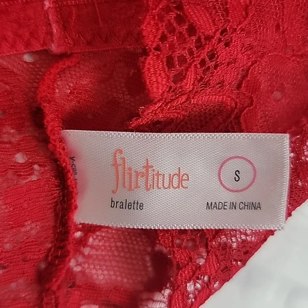 Flirtitude bralette candy apple red strappy backline Women's Size S